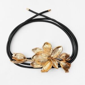 Zara Gold and Black Floral Belt
